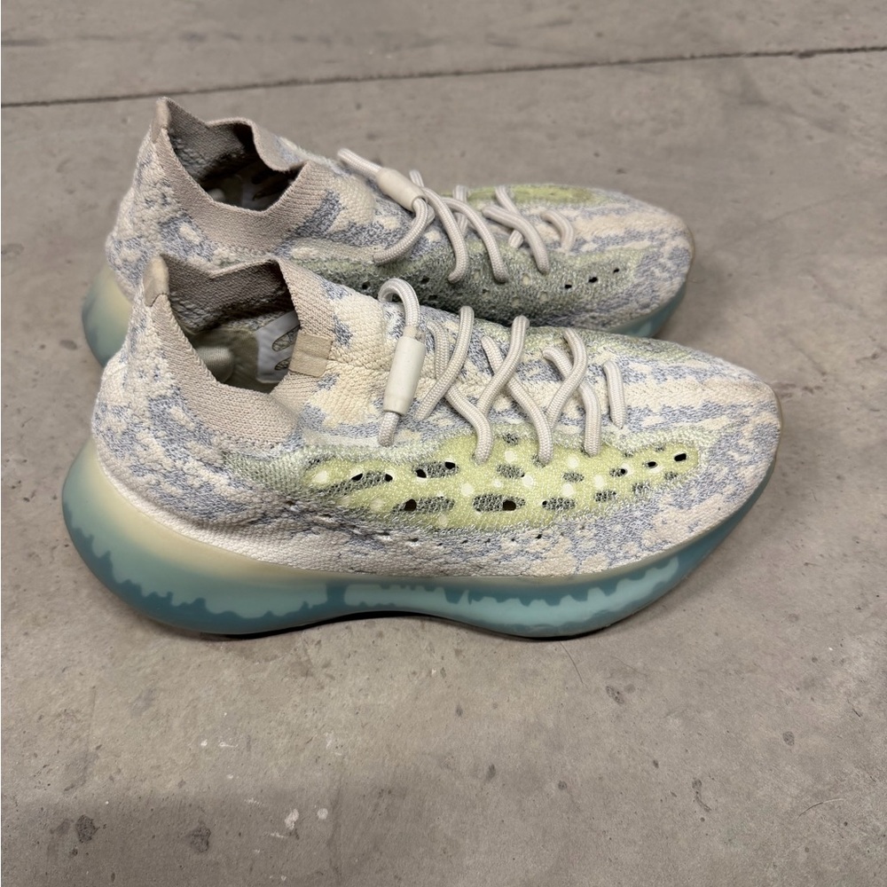 Yeezy Knit Sneakers in Light Blue, Cream & Pale Yellow